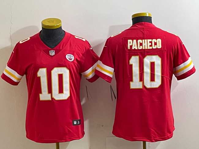 Womens Kansas City Chiefs #10 Isiah Pacheco Red Vapor Football Stitched Jersey(Run Small)->women nfl jersey->Women Jersey